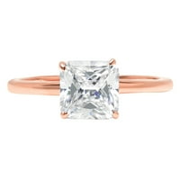 1. CT Brilliant Asscher Cut Sintetic White Sapphire 14K ružičasti zlatni prsten SZ SZ 10.25