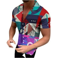 Ležerni vrhovi s modnim printom za muškarce, ljetne košulje na kopčanje s kratkim rukavima s reverom, bluza uobičajenog
