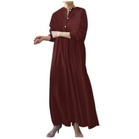 Ženska jesenska haljina u veličini u veličini, modna uklopljena haljina s izrezom u obliku slova U, široka duga