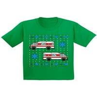 Božićna majica za djecu s kamionom hitne pomoći nespretnog stila, ružna božićna majica s kamionom za igračke,
