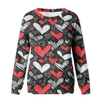 Ženski modni casual pulover s printom za Valentinovo dukserice bluza poklon za Valentinovo
