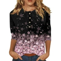 Ljetna Ženska Moda A-lista, ležerni pulover s tri četvrtine rukava s cvjetnim gumbima, bluza s okruglim vratom,