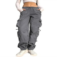 Ženske teretne hlače s elastičnim pojasom i puno džepova s padobranom