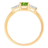 18K žuti zlatni prsten s tri kamena, 0K smaragdni dijamantni rez, prozirni Imitacija dijamanta, 9,25