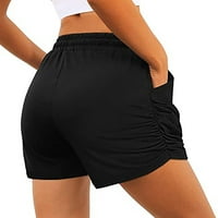 Ženske casual sportske kratke hlače s elastičnim strukom Plus size plisirane kratke hlače za trčanje s džepovima