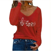 Ženske Ležerne majice-zabavni labavi vrhovi dugih rukava, puloveri, vrhovi za odmor s izrezom u obliku slova u,
