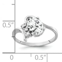 Prsten od bijelog zlata od 8 puta ovalnog kubičnog cirkonija i dijamanta