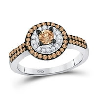 10k bijelo zlato okrugli smeđi dijamantni krug pasijans prsten cttw