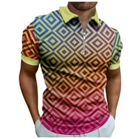 Muške košulje, radna odjeća s kreativnim prugastim 3-inčnim ispisom, muška košulja s patentnim zatvaračem kratkih