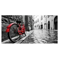 DesignArt 'Retro Vintage Red Bike' Cityscape Photo Canvas Art Print
