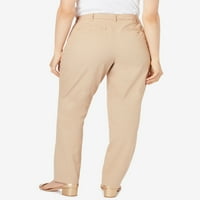 Ženske Ležerne rastezljive Chino hlače Plus Size s ravnim nogavicama-Donje prašnjave koraljne narančaste