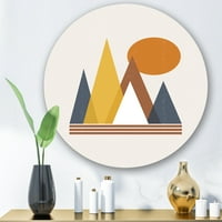 Dizajnerska umjetnost apstrakcija sunca i planina Moderni kružni metalni zidni umjetnički disk od 11