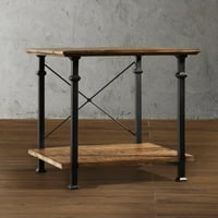 Rustikalni kutni stol za dnevni boravak u modernom stilu u drvu i metalu, crni