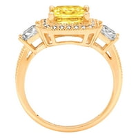 3. CT Brilliant Princess Cut Simulirani žuti dijamant 14K žuto zlato pasijans s naglascima s tri kamena SZ 9,25