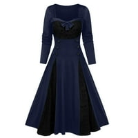 Ženska Vintage Maksi haljina iz 1920-ih, haljina s dugim rukavima s lukom, dekolteom, prošivena haljina A kroja,