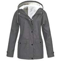 Ženski zimski kaputi jednobojna jakna vanjski kišni kaput s kapuljačom otporan na vjetar siva ae