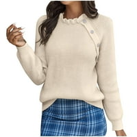 Zimski džemperi za žene Plus Size Ženski Casual pleteni pulover s dugim rukavima s valovitim vratom džemper s