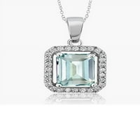 Vjenčani poklon prirodni certificirani sterling srebrni akvamarinska ogrlica, prirodni akvamarinski privjesak,